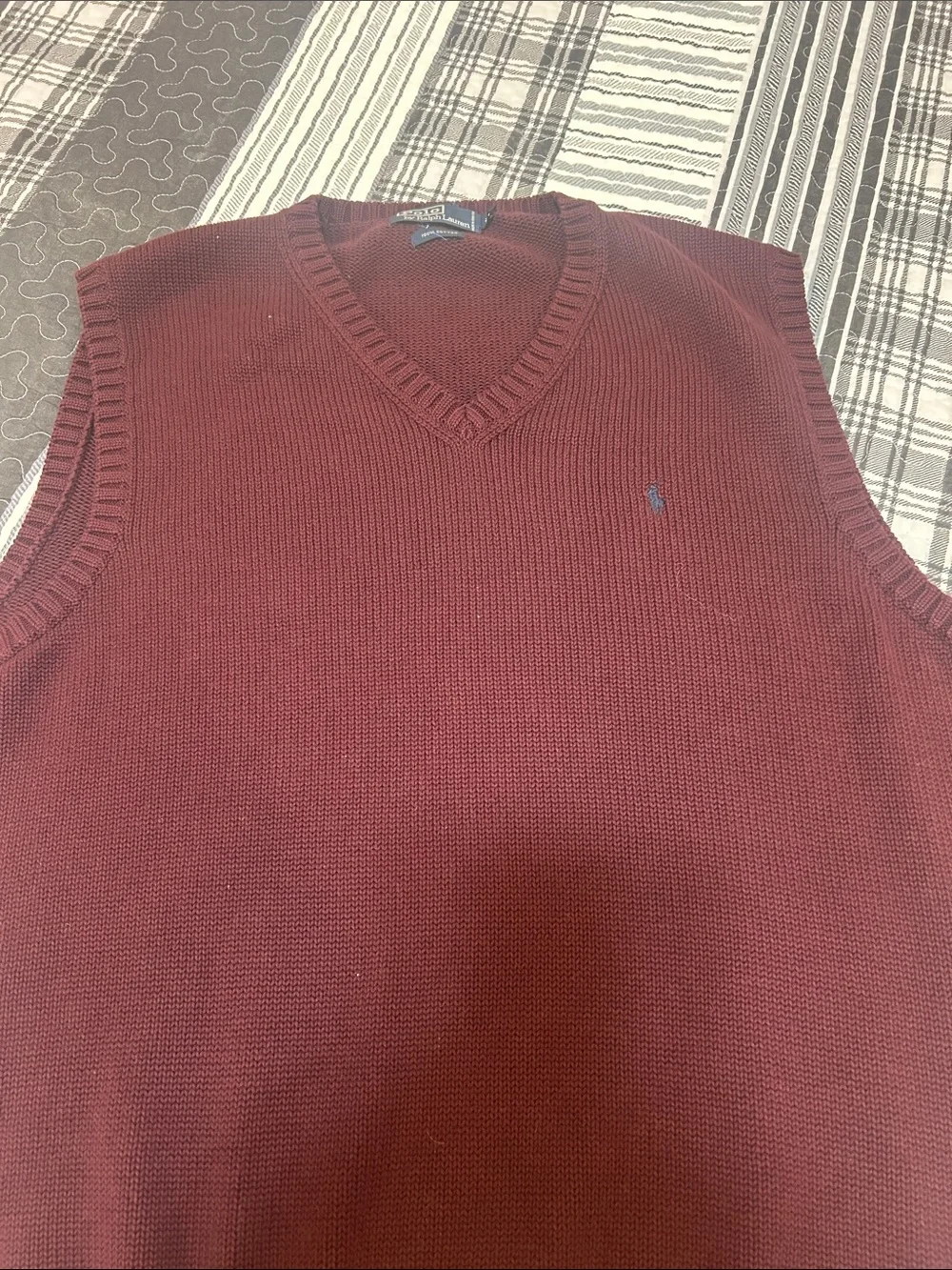 Polo by Ralph Lauren Burgundy V-Neck Knit Sweater Vest
